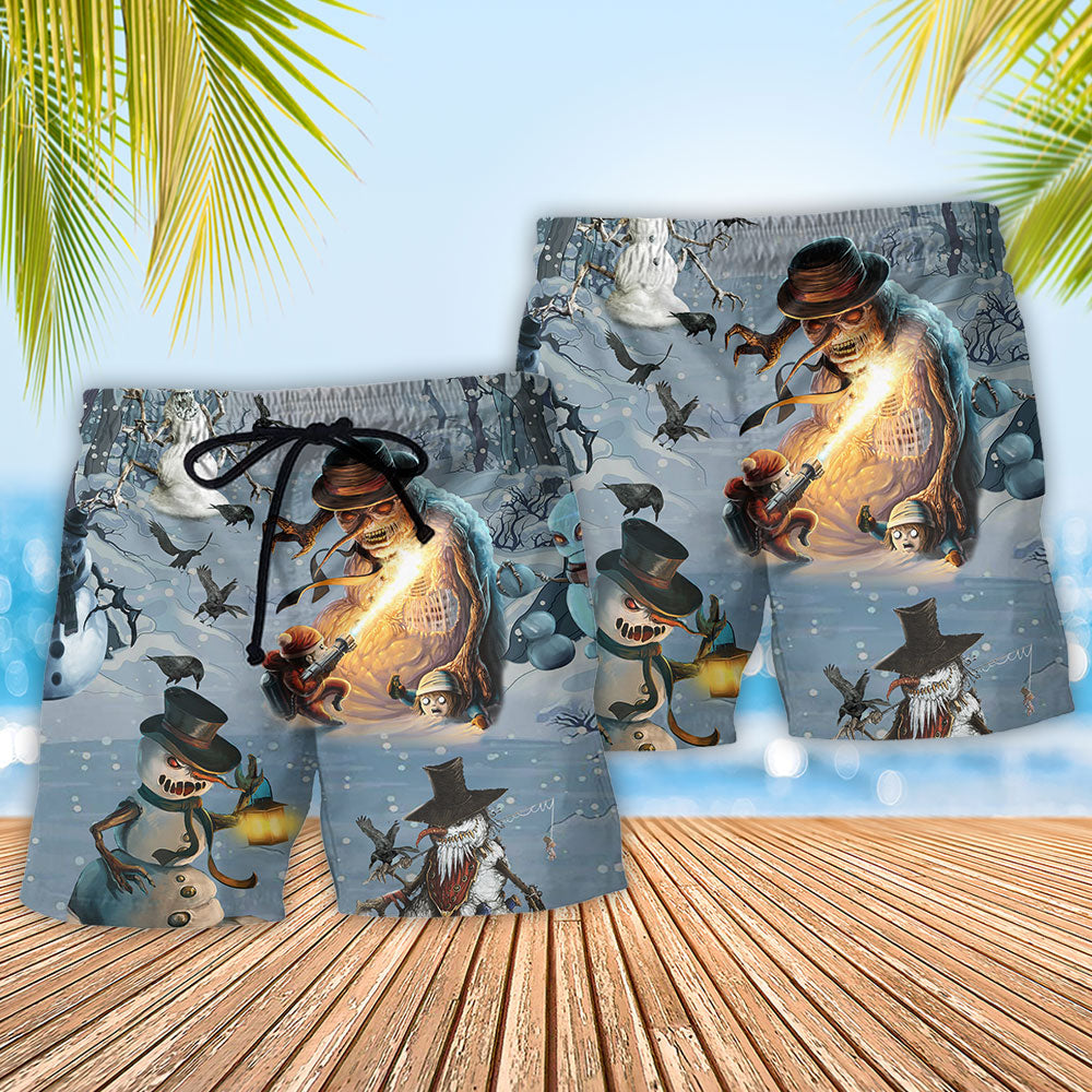 Evil Snowman Cool Dark Art – Beach Short