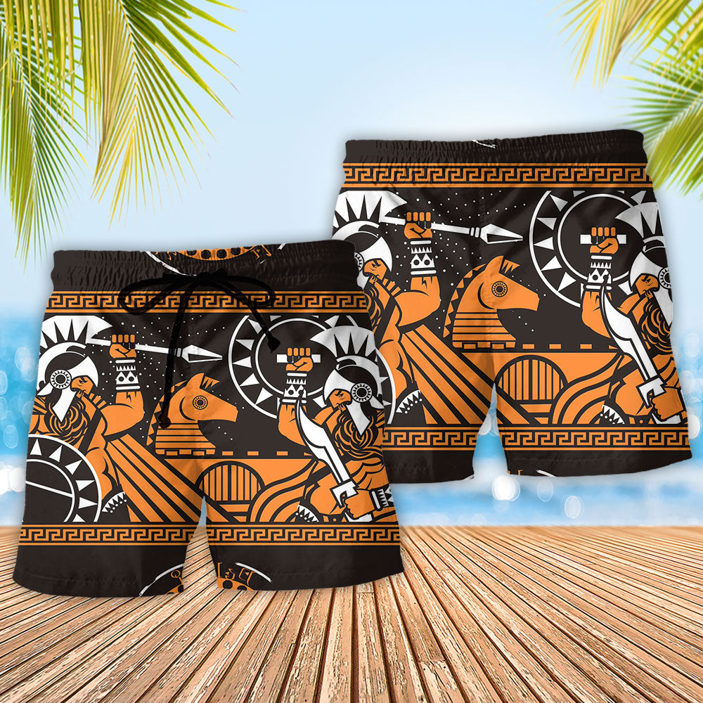 Spartan Warrior On Horse Art – Beach Short