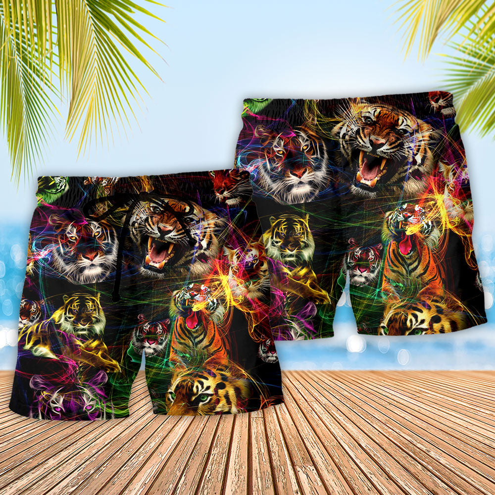 Neon Tiger Wildlife Art – Beach Short