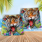 Tiger With Floral Artistic Style – Beach Short