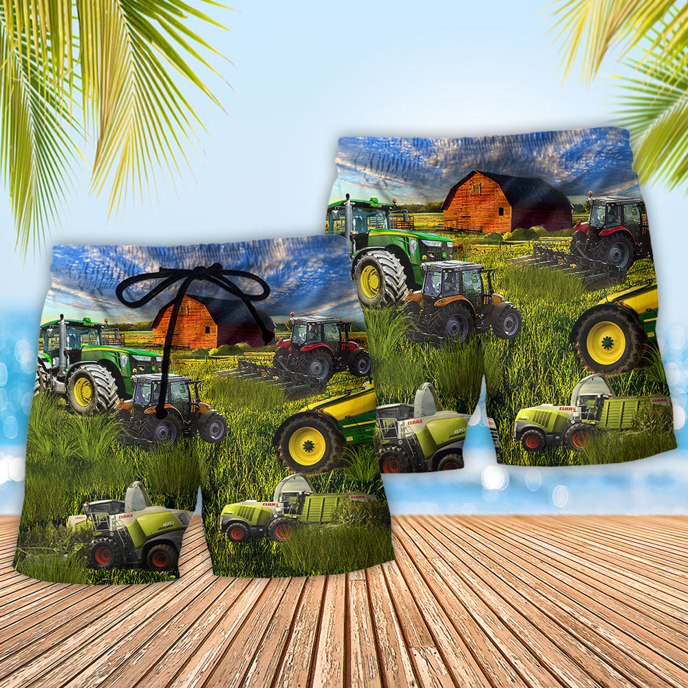 Tractor Just One More Ride Art – Beach Short