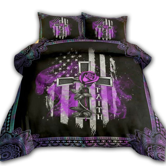 Jesus Faith Gothic Cross Rose Flag Christian Bedding Cover For Gothic Bedroom Decor