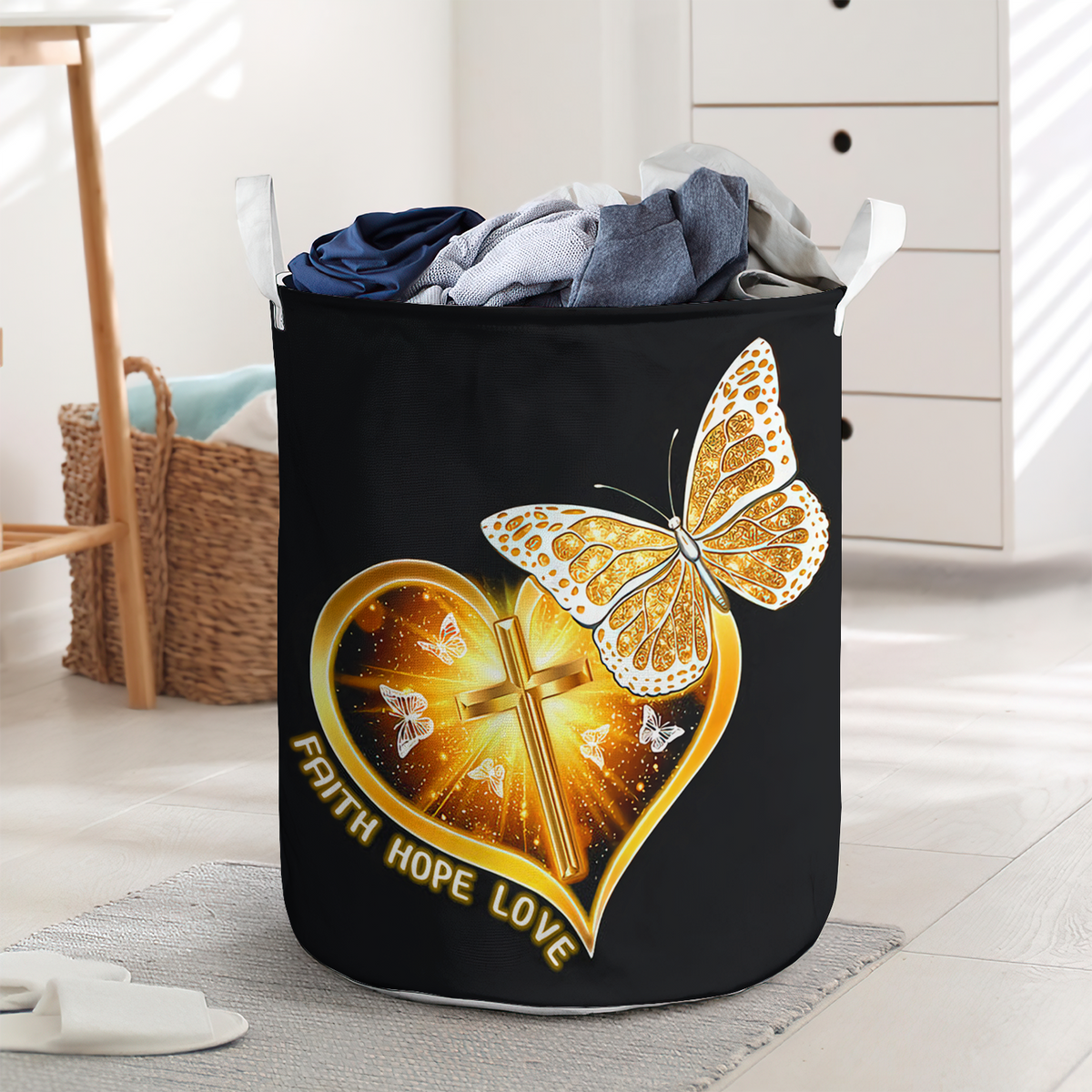 Faith hope love butterfly - Laundry basket - LAUB02NGC260222-Owls Matrix