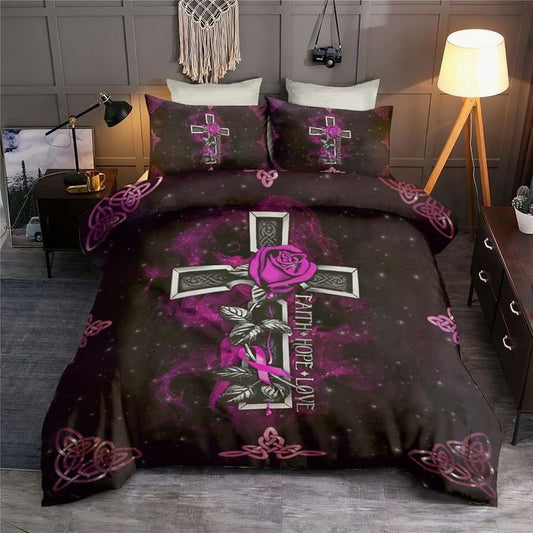 Faith Hope Love Rose Christian Bedding Cover For Faith Bedroom Decor