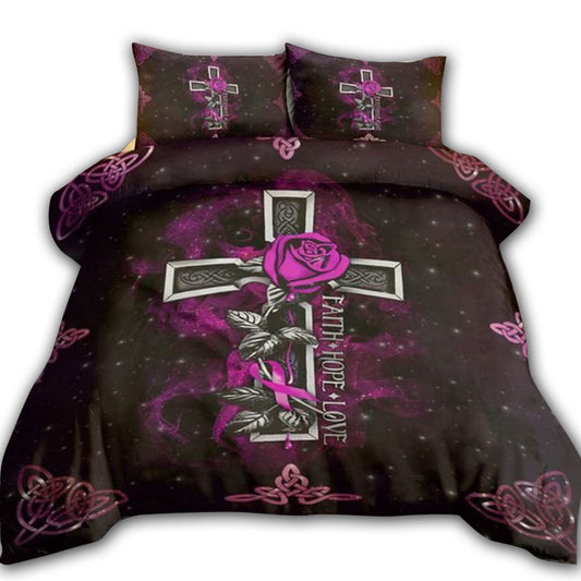 Jesus Faith Hope Love Rose Christian Bedding Cover For Faith Bedroom Decor