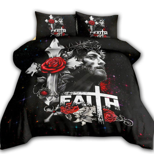 Jesus Christian Faith Roses Save My Soul Bedding Cover For Faith Bedroom Decor
