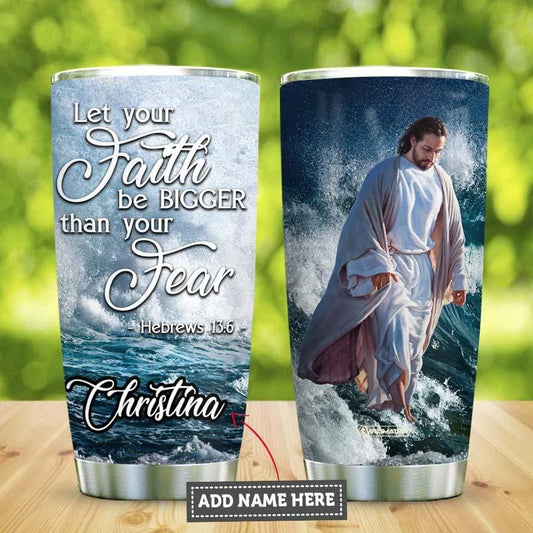 Jesus Faith Waves Personalized 20 Oz Tumbler For Hot Cold Drinks And Travel