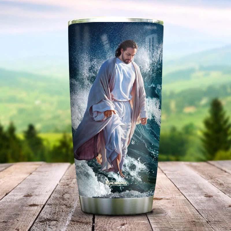 Jesus Faith Waves Personalized 20 Oz Tumbler For Hot Cold Drinks And Travel