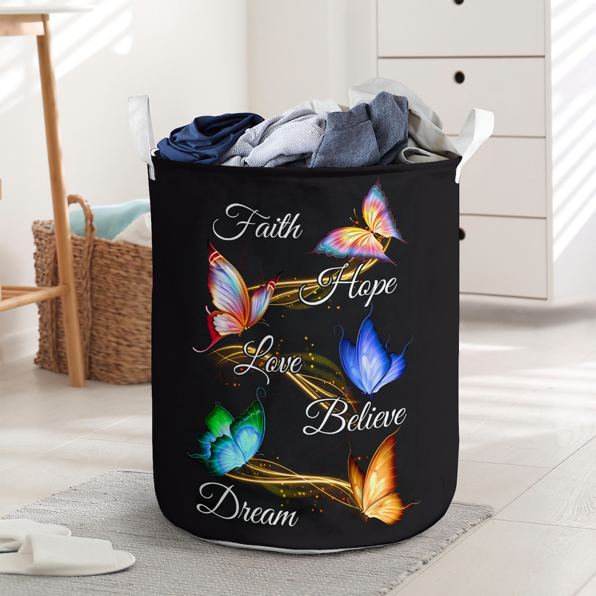 Butterfly faith hope love believe dream - Laundry basket - LAUB03NGC250222-Owls Matrix