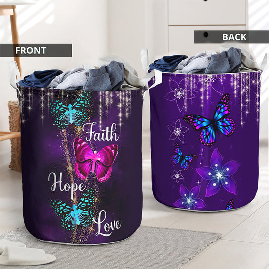 Faith hope love butterfly - Laundry basket - LAUB02TNH220222-Owls Matrix