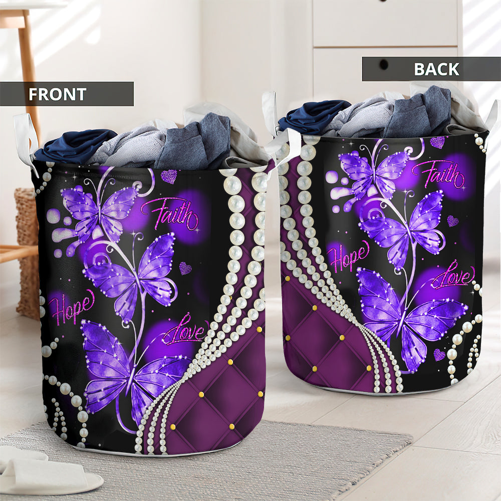 Faith hope love purple butterfly - Laundry basket - LAUB10TNH250222-Owls Matrix