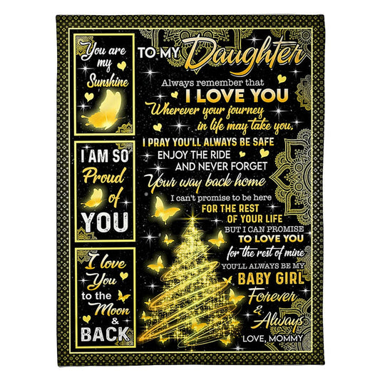 Family I Am So Proud Of You Daughter Gift Black And Yellow 50 x 60 Inch Flannel Blanket For Cozy Bedroom And Sofa Decor