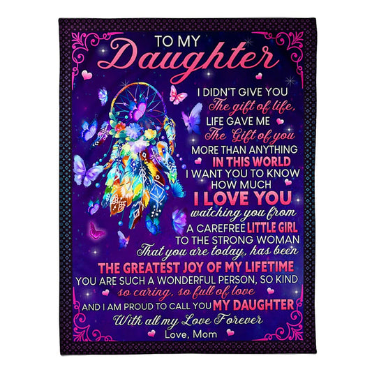 Family I Didn't Give You The Gift Of Life Mom To Daughter Purple 50 x 60 Inch Flannel Blanket For Cozy Bedroom And Sofa Decor