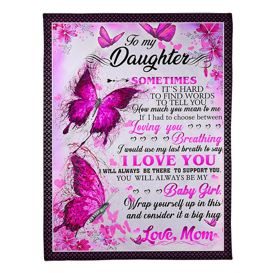 Family It's Hard To Find Words To Tell You Mom To Daughter Pink 50 x 60 Inch Flannel Blanket For Cozy Bedroom And Sofa Decor