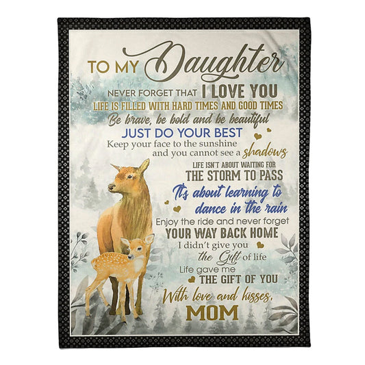Family Positive Encouragement Message Daughter Gift 50 x 60 Inch Flannel Blanket For Cozy Bedroom And Sofa Decor