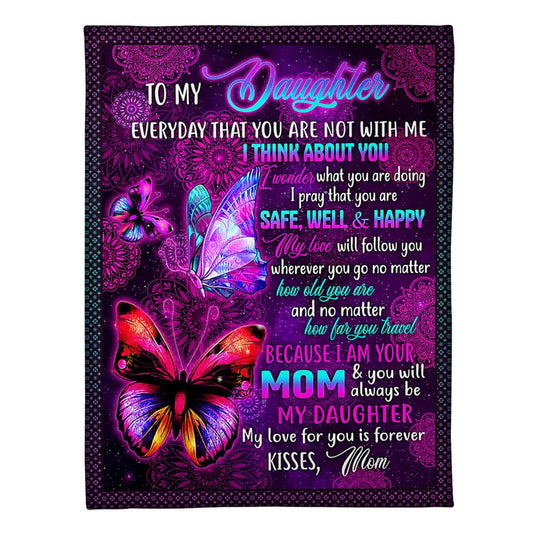 Family Love I Think About You Daughter Gift 50 x 60 Inch Flannel Blanket For Cozy Bedroom And Sofa Decor