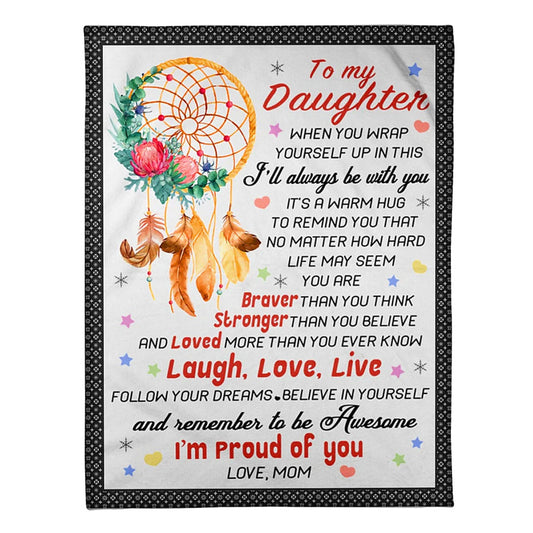 Family Love I'm Proud Of You Daughter Gift 50 x 60 Inch Flannel Blanket For Cozy Bedroom And Sofa Decor