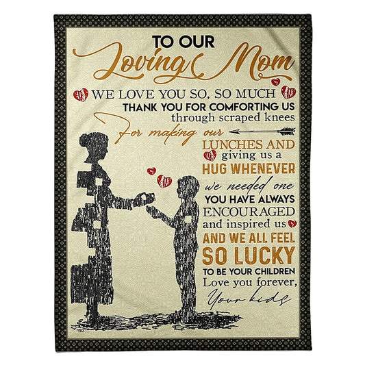 Family Love To Our Loving Mom 50 x 60 Inch Flannel Blanket For Cozy Bedroom And Sofa Decor