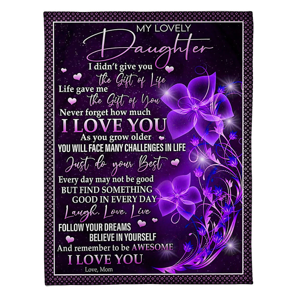 Family Love You Daughter Gift 50 x 60 Inch Flannel Blanket For Cozy Bedroom And Sofa Decor