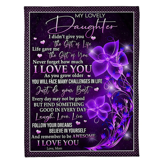 Family Love You Daughter Gift 50 x 60 Inch Flannel Blanket For Cozy Bedroom And Sofa Decor