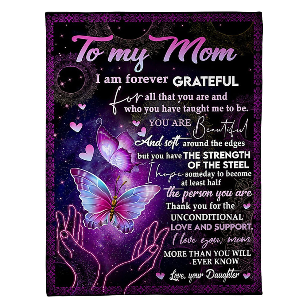 Family Love Beloved Mother Message 50 x 60 Inch Flannel Blanket For Cozy Bedroom And Sofa Decor