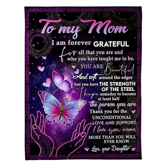 Family Love Beloved Mother Message 50 x 60 Inch Flannel Blanket For Cozy Bedroom And Sofa Decor