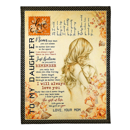 Family Mom Will Always Love You Daughter Gift 50 x 60 Inch Flannel Blanket For Cozy Bedroom And Sofa Decor