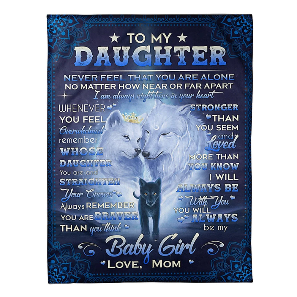 Family Never Feel That You're Alone Mom To Daughter Blue 50 x 60 Inch Flannel Blanket For Cozy Bedroom And Sofa Decor