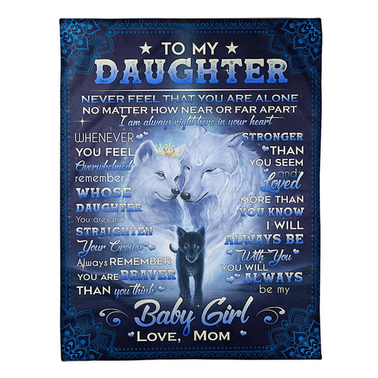 Family Never Feel That You're Alone Mom To Daughter Blue 50 x 60 Inch Flannel Blanket For Cozy Bedroom And Sofa Decor