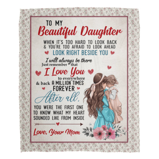 Family To My Beautiful Daughter Love Mom 50 x 60 Inch Flannel Blanket For Cozy Bedroom And Sofa Decor
