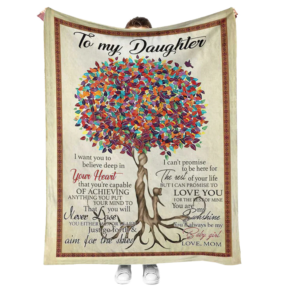 Family To My Daughter From Mom Unique 50 x 60 Inch Flannel Blanket For Cozy Bedroom And Sofa Decor