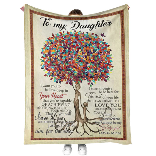 Family To My Daughter From Mom Unique 50 x 60 Inch Flannel Blanket For Cozy Bedroom And Sofa Decor