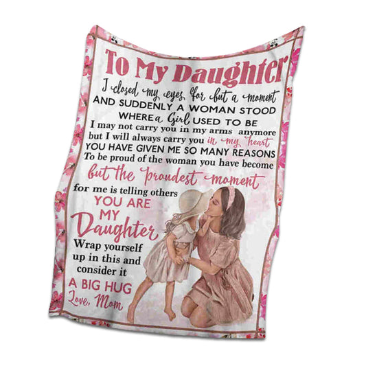 Family To My Daughter Love Mom Daughter 50 x 60 Inch Flannel Blanket For Cozy Bedroom And Sofa Decor
