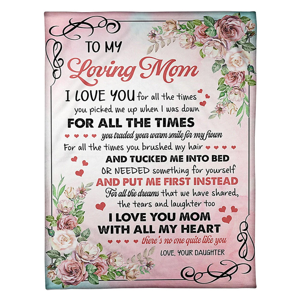 Family To My Mom 50 x 60 Inch Flannel Blanket For Cozy Bedroom And Sofa Decor
