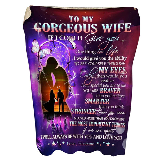 Family To My Wife Couple Love You 50 x 60 Inch Flannel Blanket For Cozy Bedroom And Sofa Decor