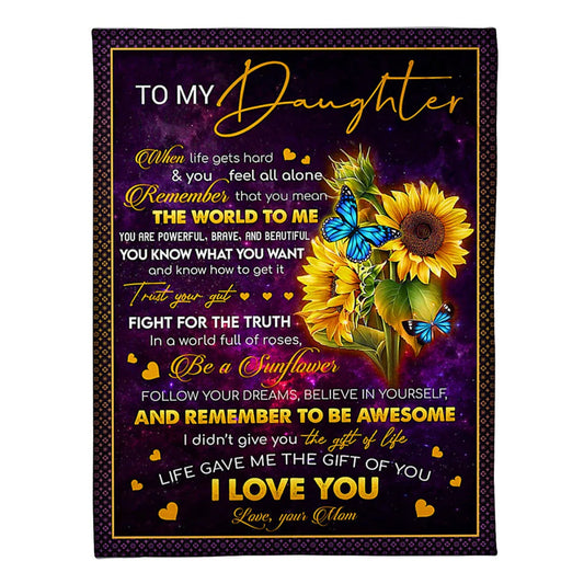 Family When Life Gets Hard You Feel Alone Mom To Daughter 50 x 60 Inch Flannel Blanket For Cozy Bedroom And Sofa Decor