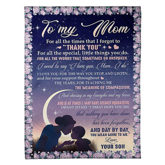 Family Will Always Be The Greatest Mom Mother Moon 50 x 60 Inch Flannel Blanket For Cozy Bedroom And Sofa Decor