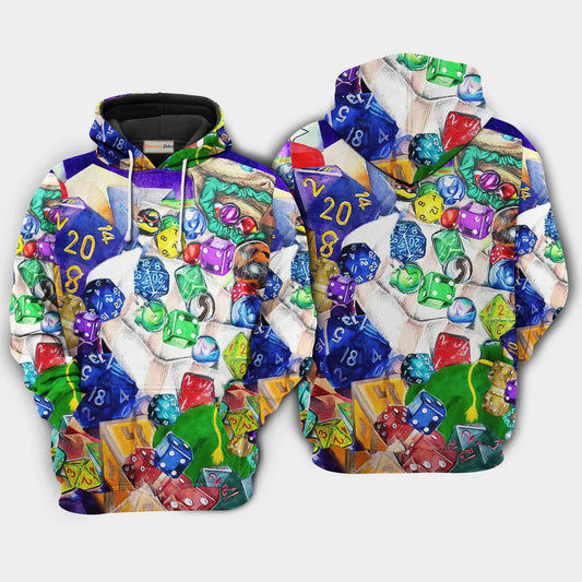 Fantasy Dice D20 Examine The Dice Art – 3D Hoodie