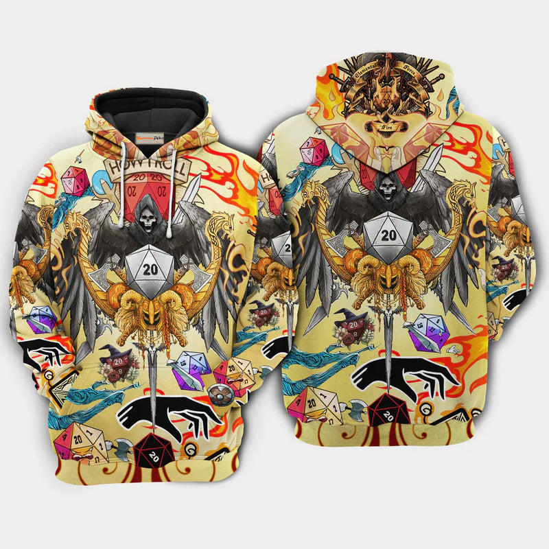 Fantasy Dice D20 Take A Chance Art – 3D Hoodie