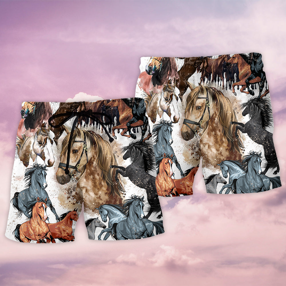 Horse Fantasy Horse Painting Style - Beach Short - Owls Matrix LTD