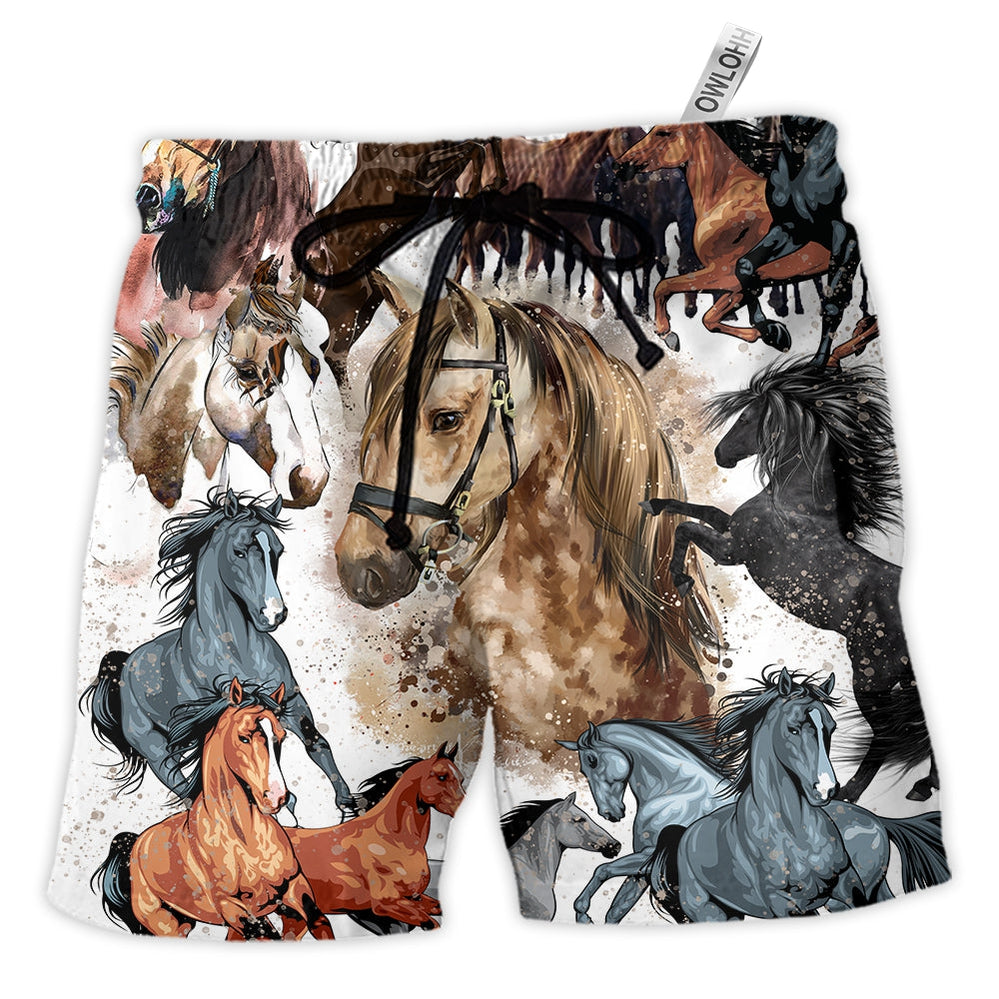Beach Short / Adults / S Horse Fantasy Horse Painting Style - Beach Short - Owls Matrix LTD