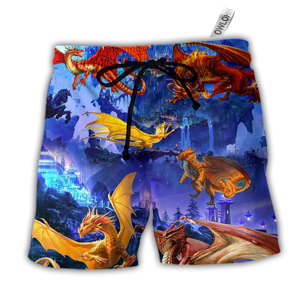Beach Short / Adults / S Dragon Fantasy Style - Beach Short - Owls Matrix LTD
