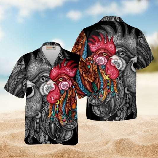 Farm Chicken Rooster Black And Color Limited Edition – Hawaiian Shirt