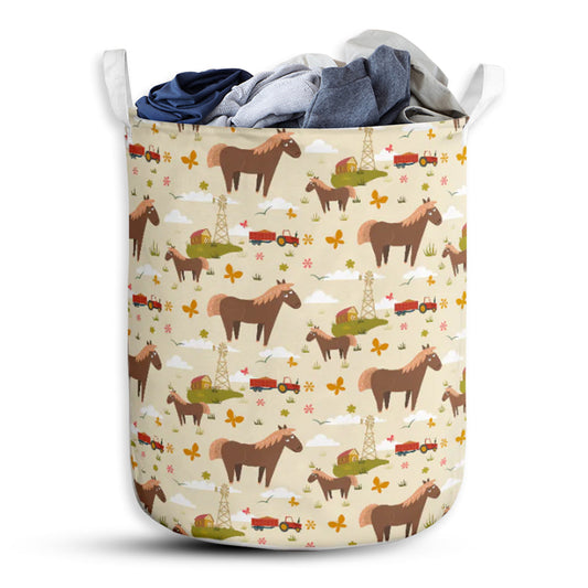 Horse Love My Farm - Laundry Basket - Owls Matrix LTD