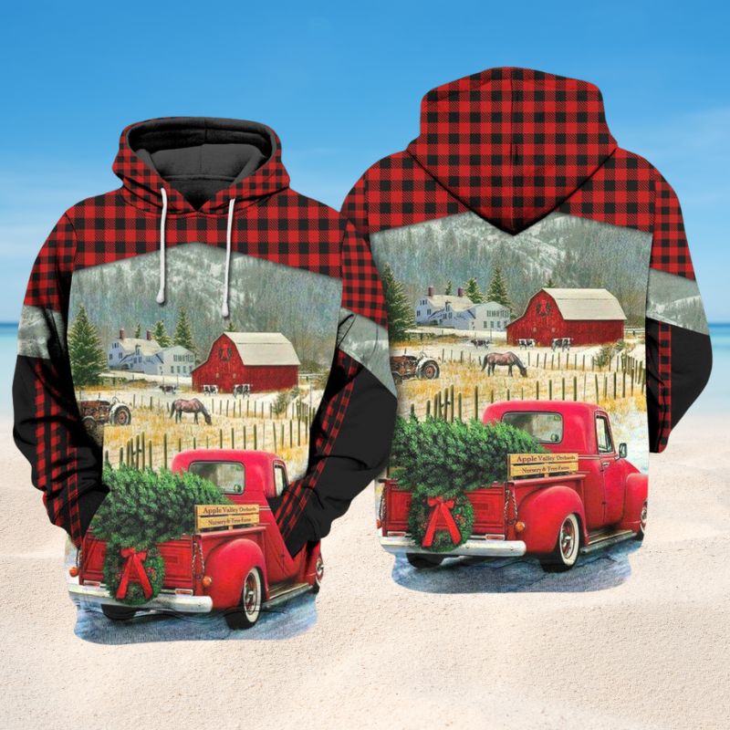 Farm Love Christmas Holiday Art – 3D Hoodie