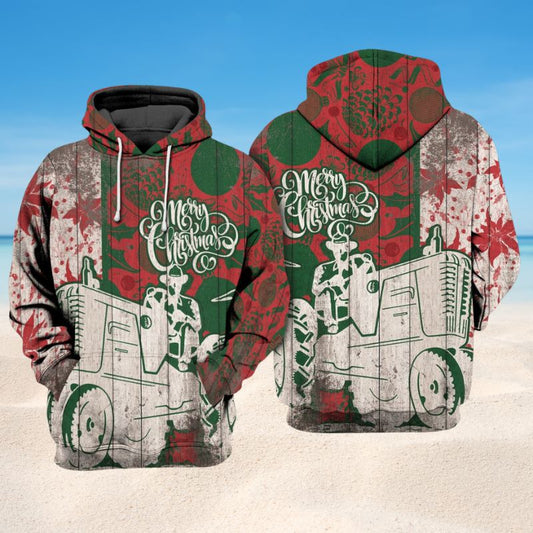 Farm Love Christmas Holiday Art – 3D Hoodie
