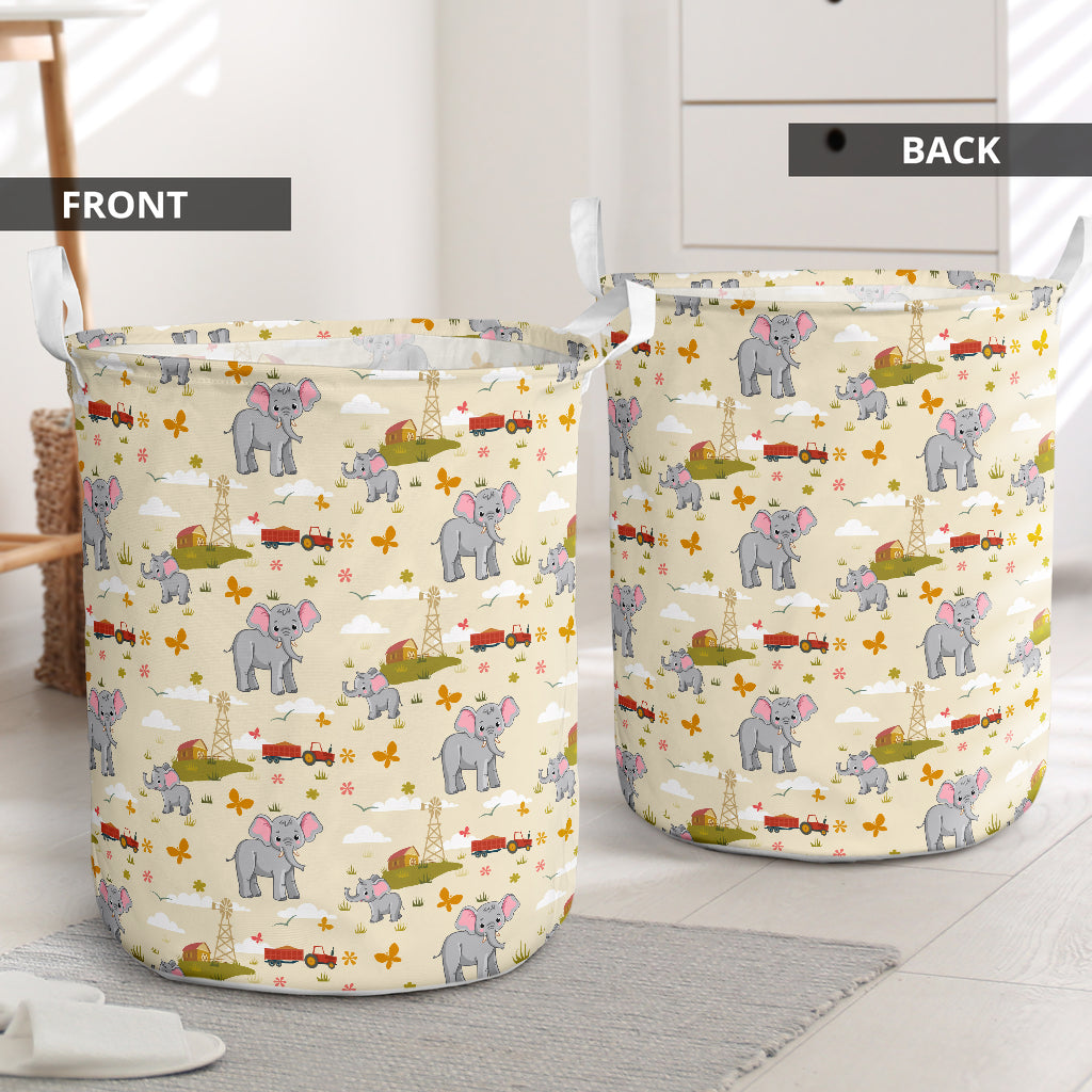 Elephant Love My Farm - Laundry Basket - Owls Matrix LTD