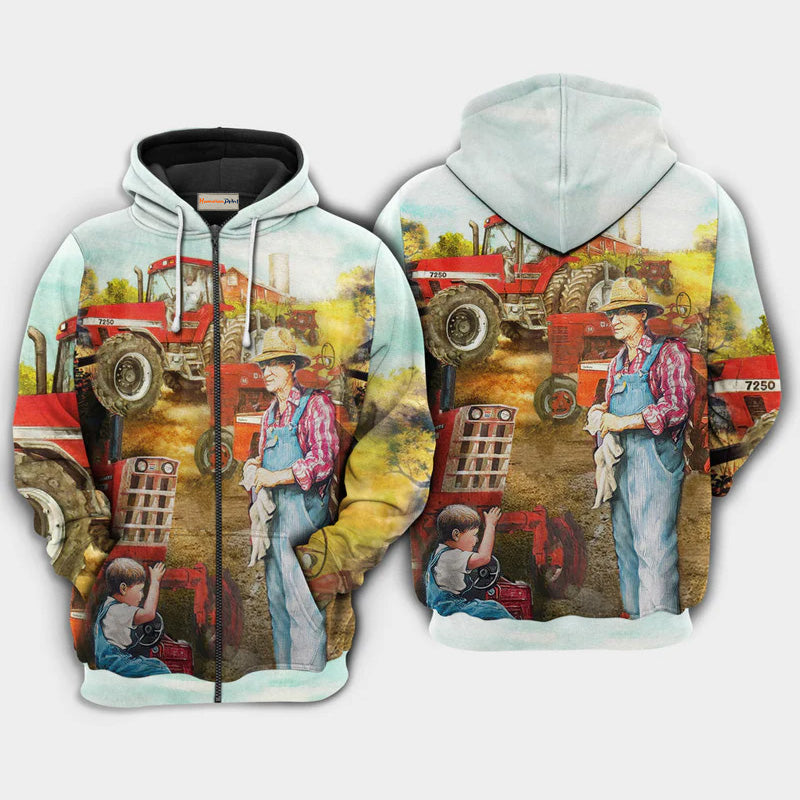 Farmer Awesome Fatherhood Art – 3D Hoodie