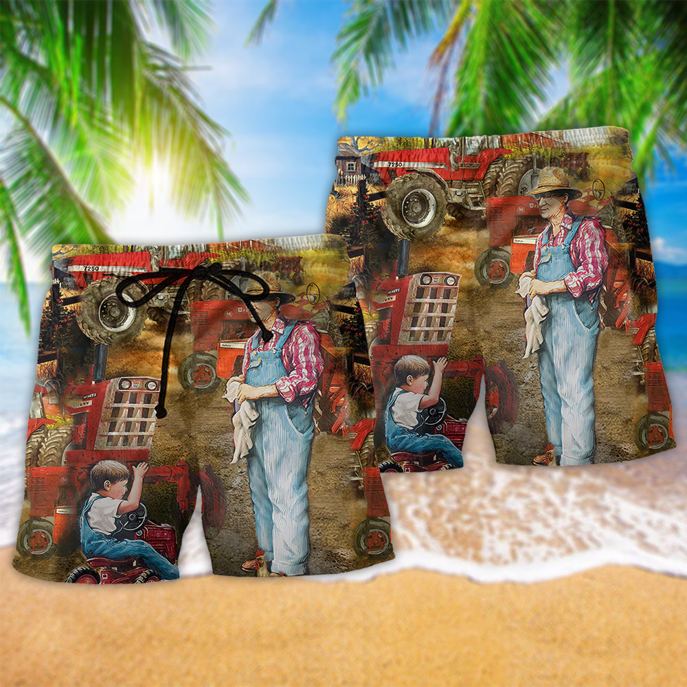 Proud Farmer Fatherhood Farm Life - Beach Short