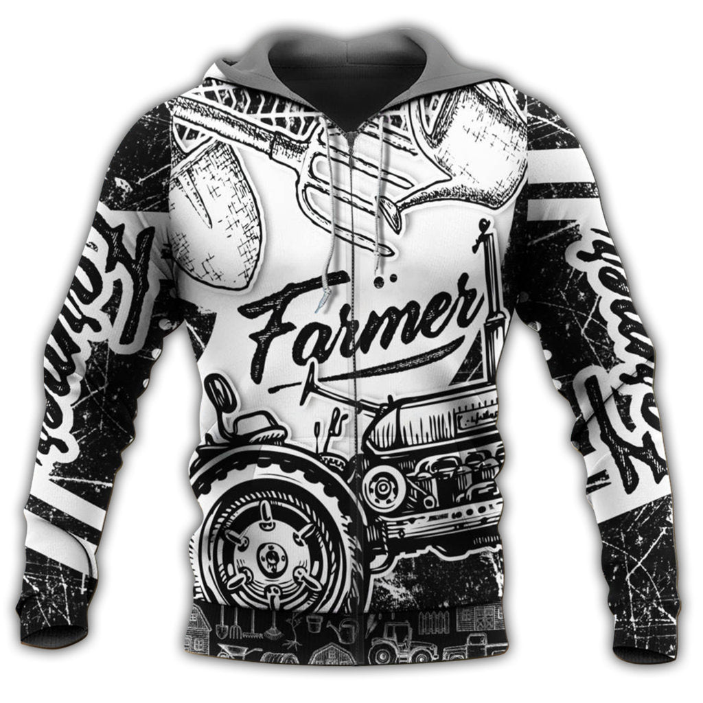 Farmer Black White Classic Style - 3D Hoodie